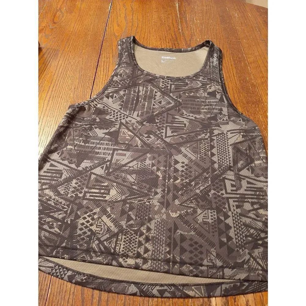 Unisex Large Reebok Black Grey Tank Top Workout Gym Shirt Wide Arm Openings